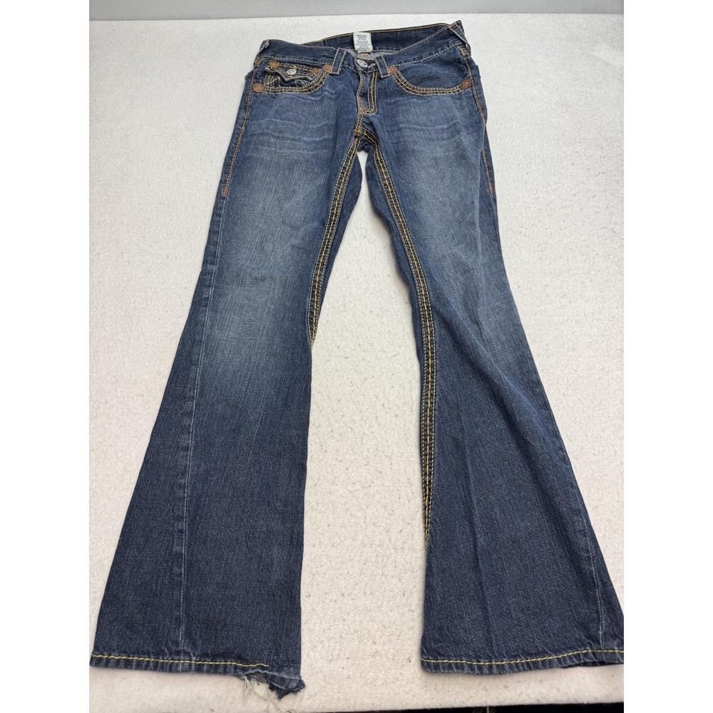 True Religion Joey Big T Super T Jeans Womens 30 Blue Low Rise Flare Denim